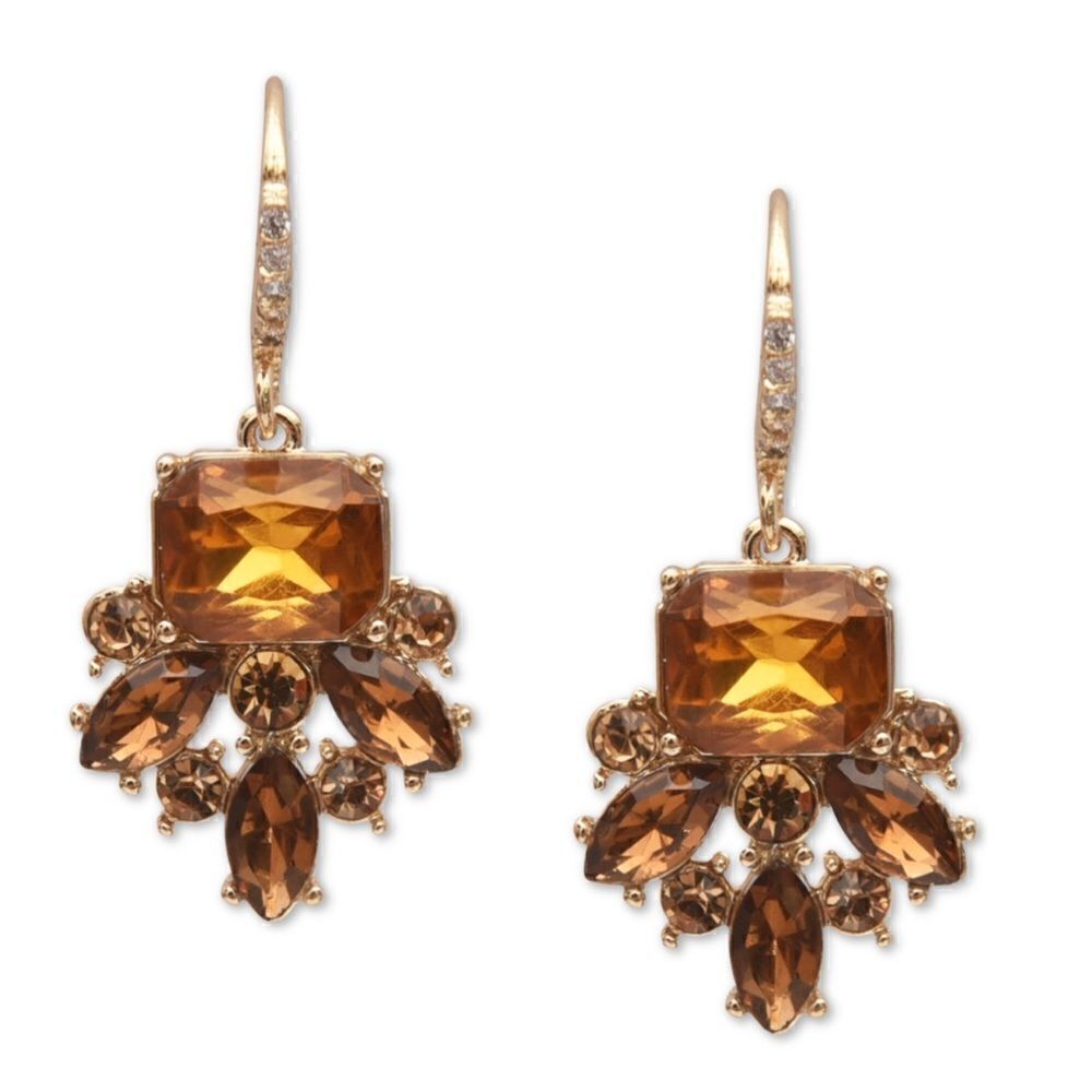 NWT Charter Club Gold-Tone Colored Crystal & Stone Drop Earrings
